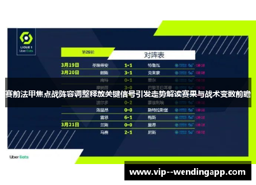 赛前法甲焦点战阵容调整释放关键信号引发走势解读赛果与战术变数前瞻